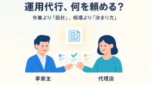 LINEの運用代行で頼める作業と、成果を分ける設計、費用の決まり方を表したアイキャッチ画像