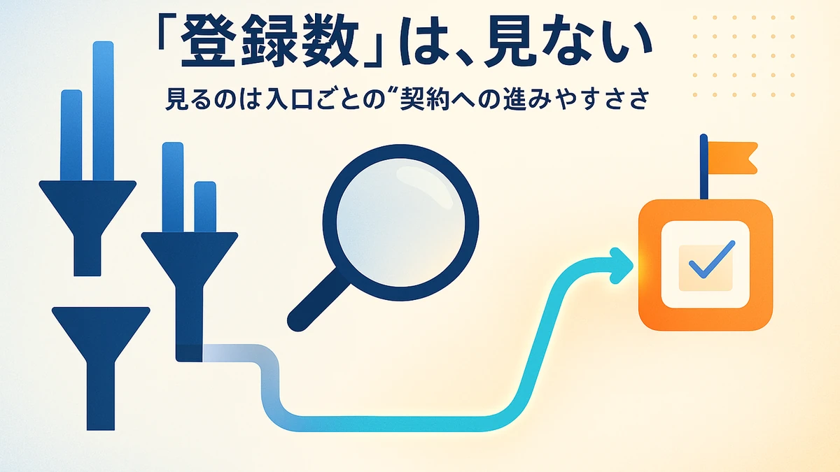 Lステップの流入経路分析で登録数ではなく入口ごとの契約への進みやすさを見て勝ち筋の入口に予算を寄せる判断を表したアイキャッチ画像